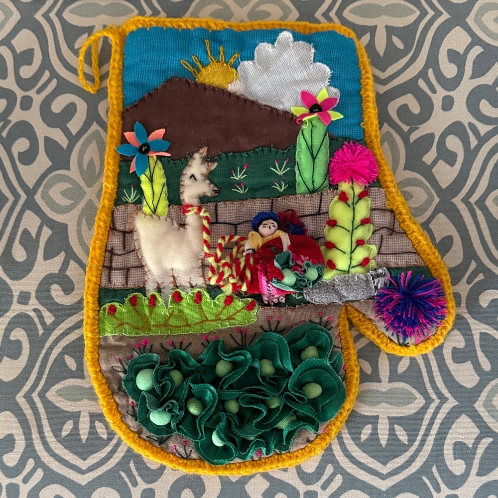 Hand Embroidered Oven Mitt